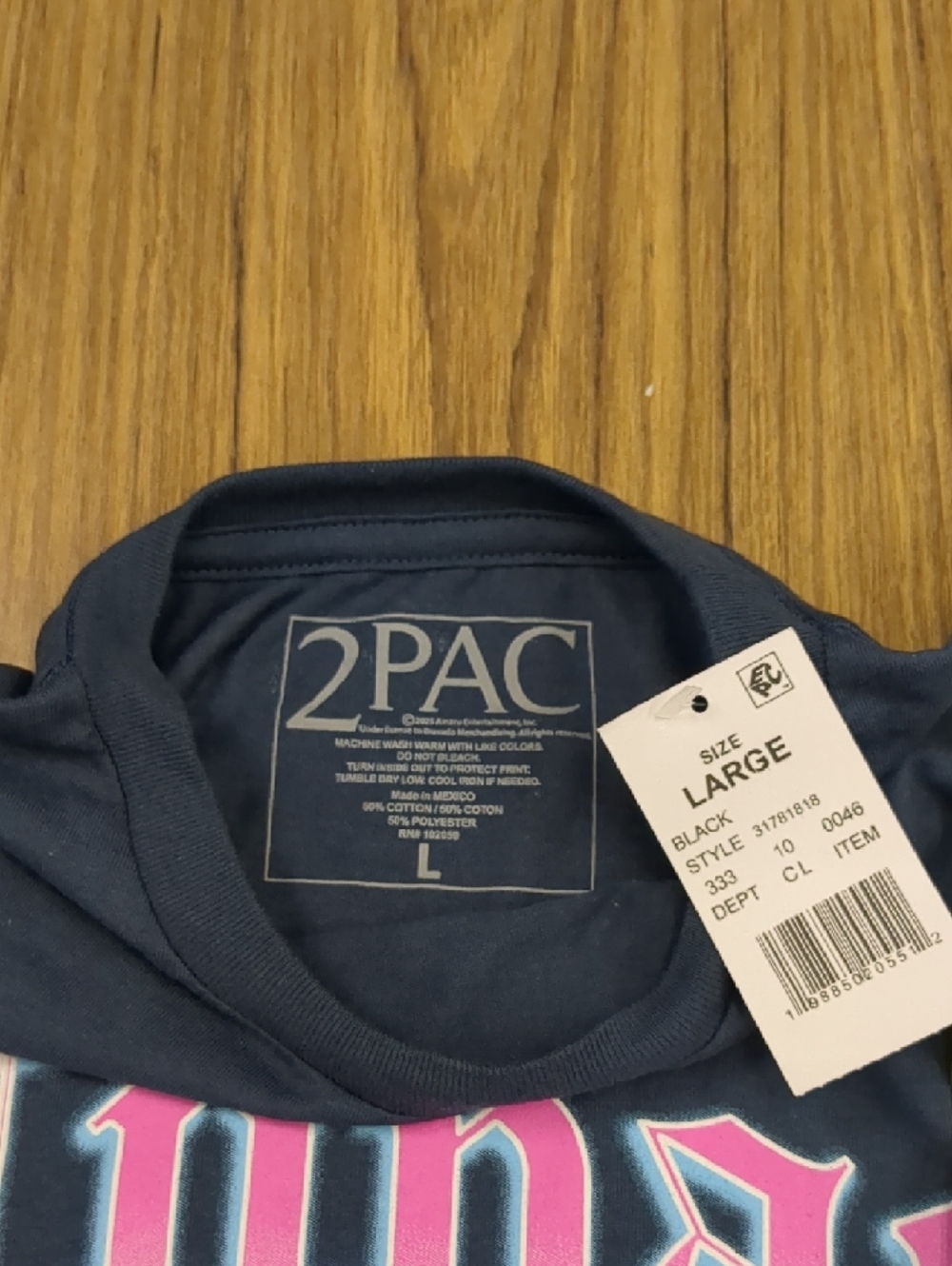 Navy Tupac Graphic Short Sleeve Tee for Kids - Picture 2 of 5